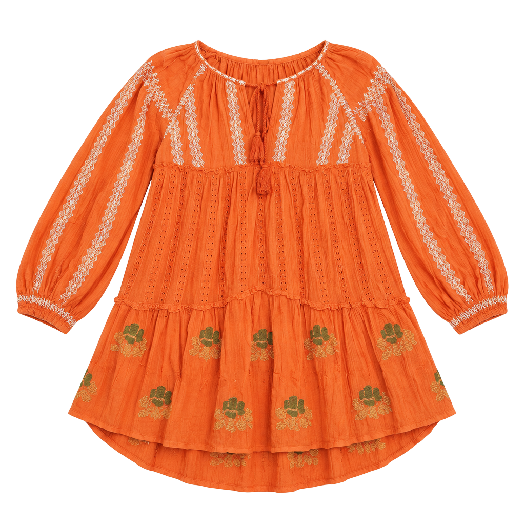 Free People Tunics & Tops Size S Orange Embroidered Blouse 1