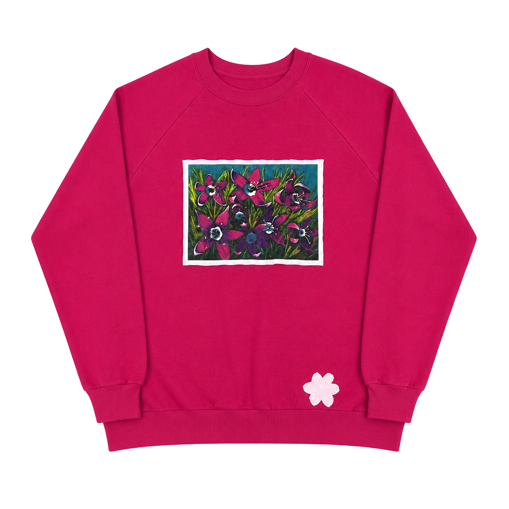 Handmade Sunbelt Sportswear Hot Pink Floral Graphic Sweatshirt XL 1