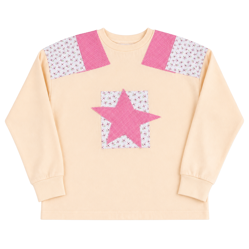 Handmade Oversized Long Sleeve Patchwork Star Tunic Top 1