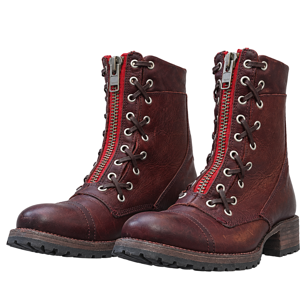 Freebird Liverpool Leather Combat Boots Burgundy 1