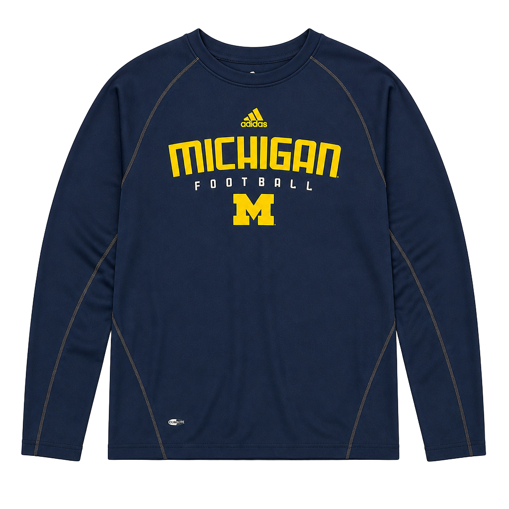 Adidas MI Wolverines Football Climalite Long Sleeve Performance Tee Size 2XL 1