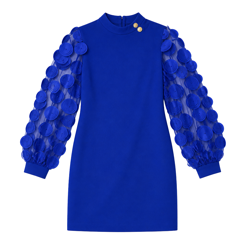 SHEIN Curve Plus Size Royal Blue Sequin Mesh Sleeve Mini Dress 1