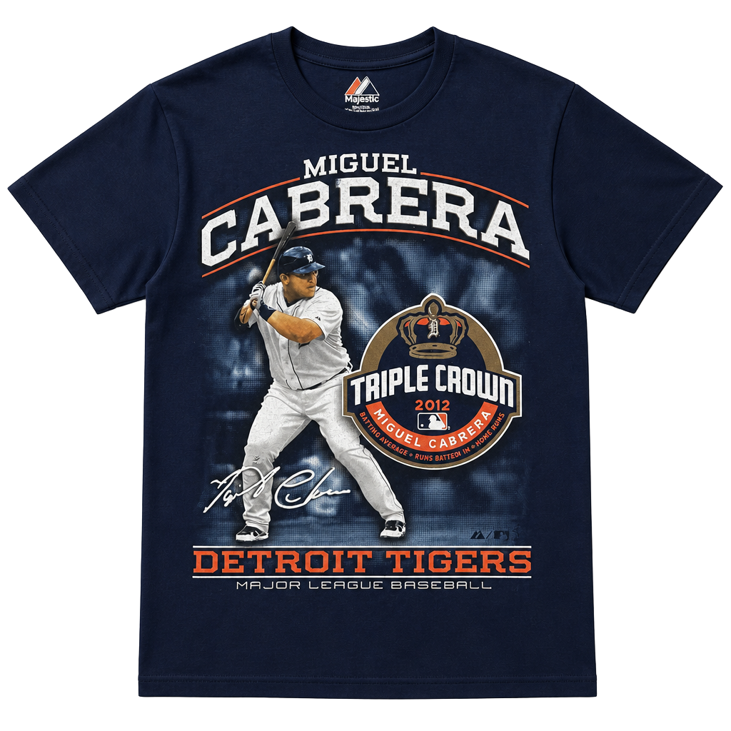 Miguel Cabrera 2012 Detroit Tigers Triple Crown T-Shirt Size 2XL 1