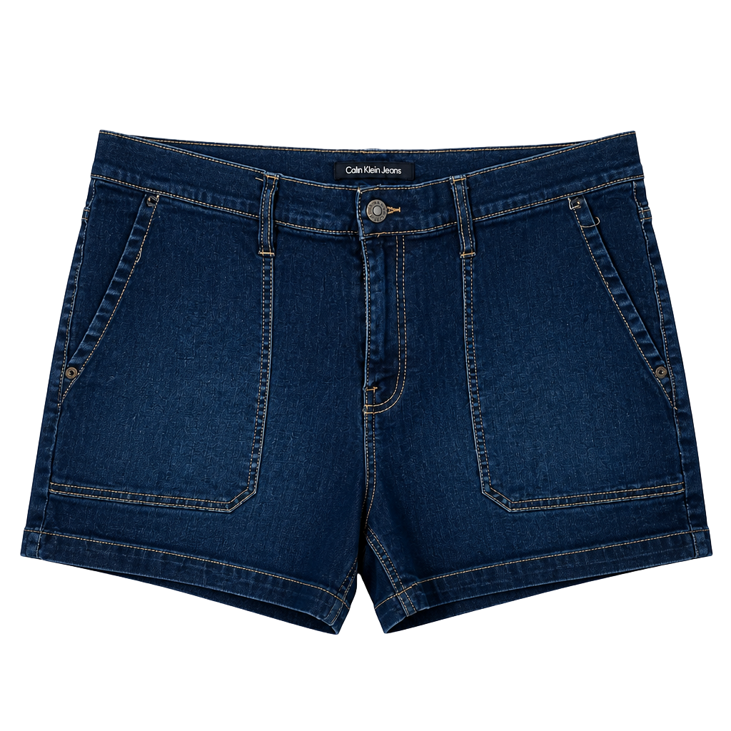 Calvin Klein Jeans Women's High Rise Dark Wash Utility Denim Shorts Size 32 1