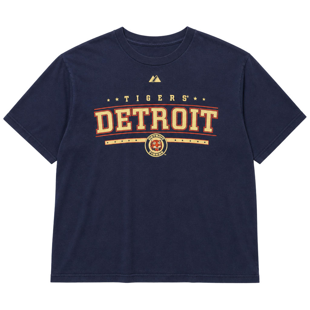 Majestic Detroit Tigers Navy Blue MLB Graphics T-Shirt Size 2XL 1