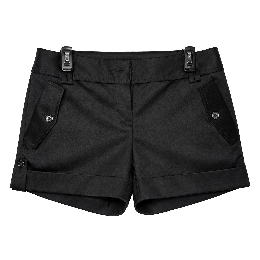 Express Black Satin Cuffed Pocket Shorts 1