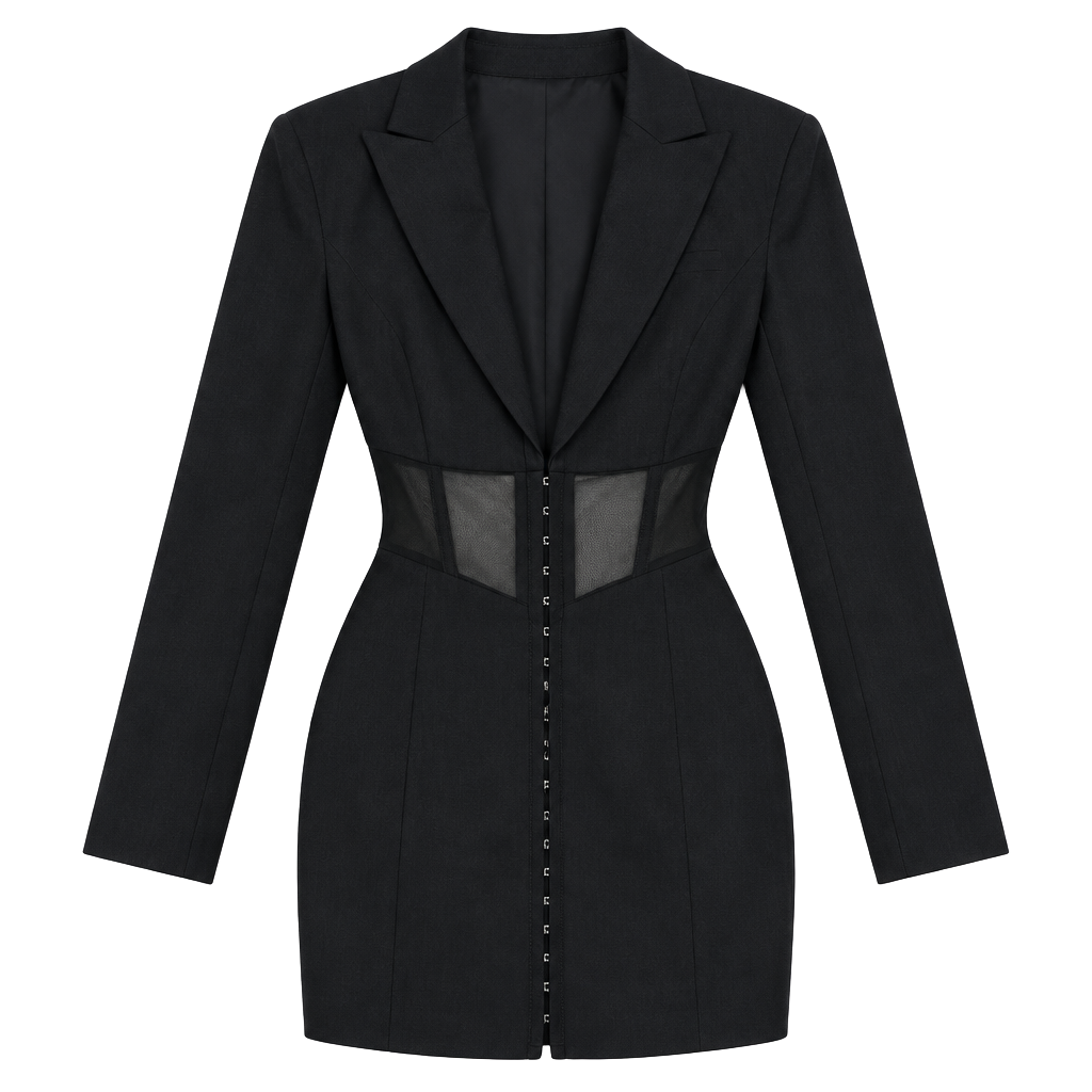 Michael Costello x Chase Jacket Dress in Black 1