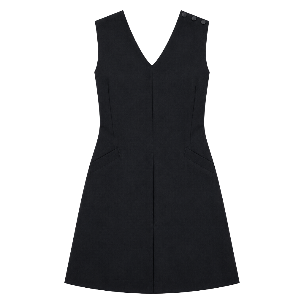 Laura Ashley Wool Pinafore Dress Size 8 Black Sleeveless V-Neck 1