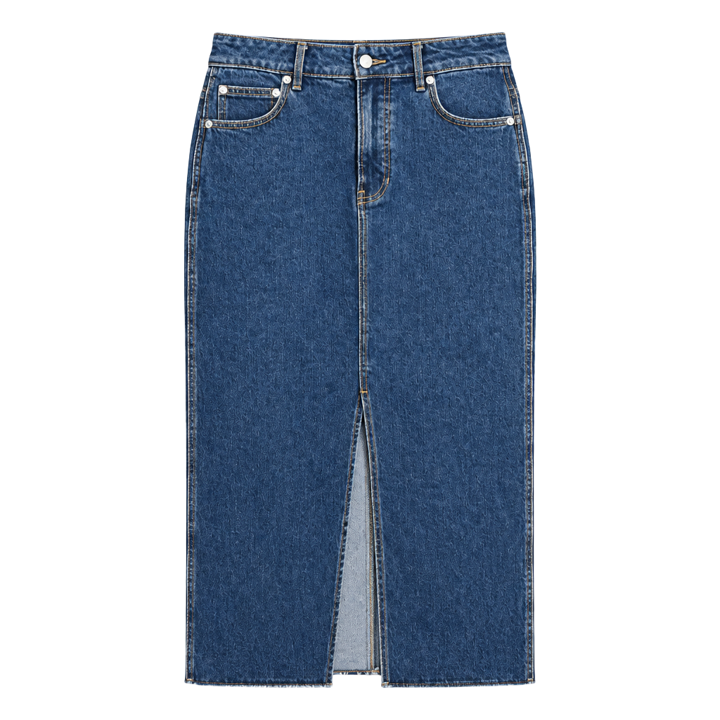Veronica Beard Denim Skirt Size 6 Blue Midi Front Slit Raw Hem 1