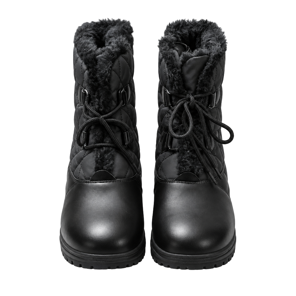 Totes Jinx Cold Weather Boots Black Quilted Faux Fur Winter Boots 1