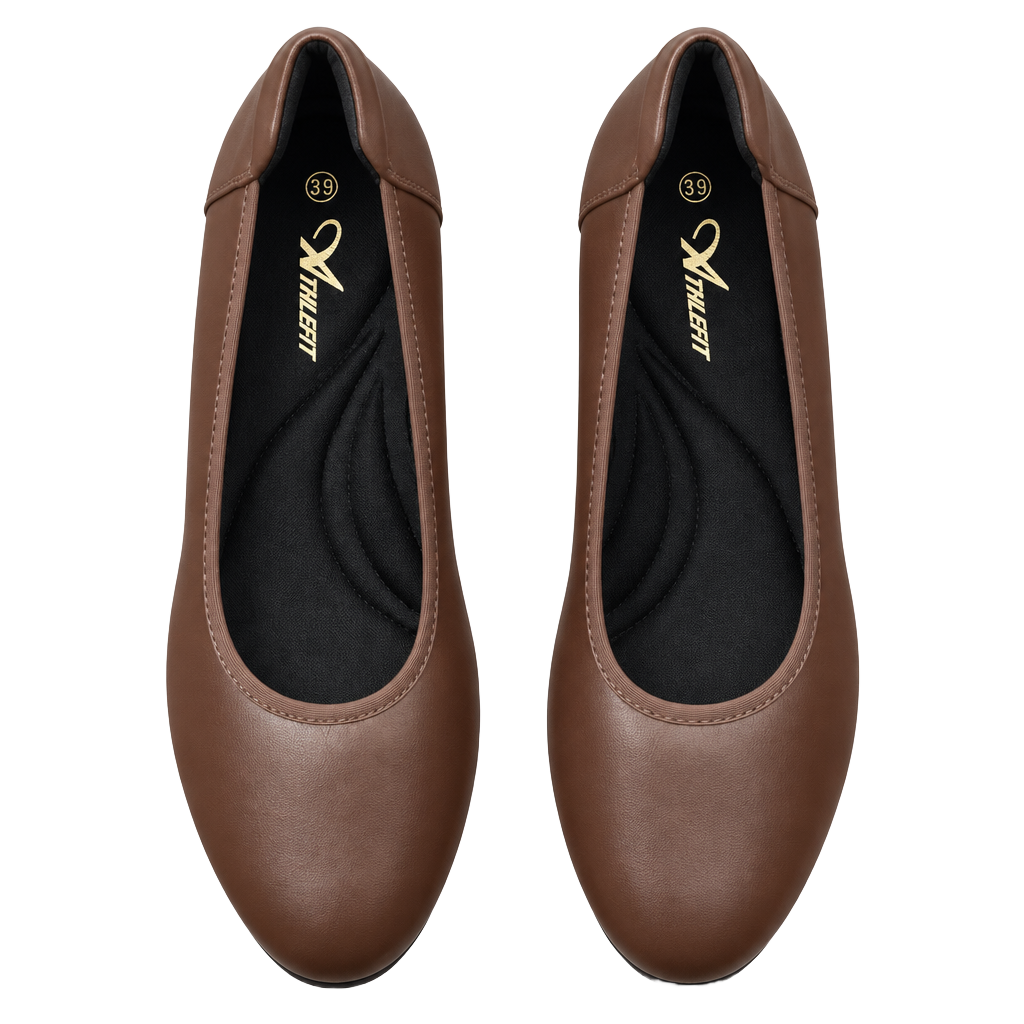 Athlefit Pumps Size 9.5 Brown Block Heel Arch Support Dress Shoes 1