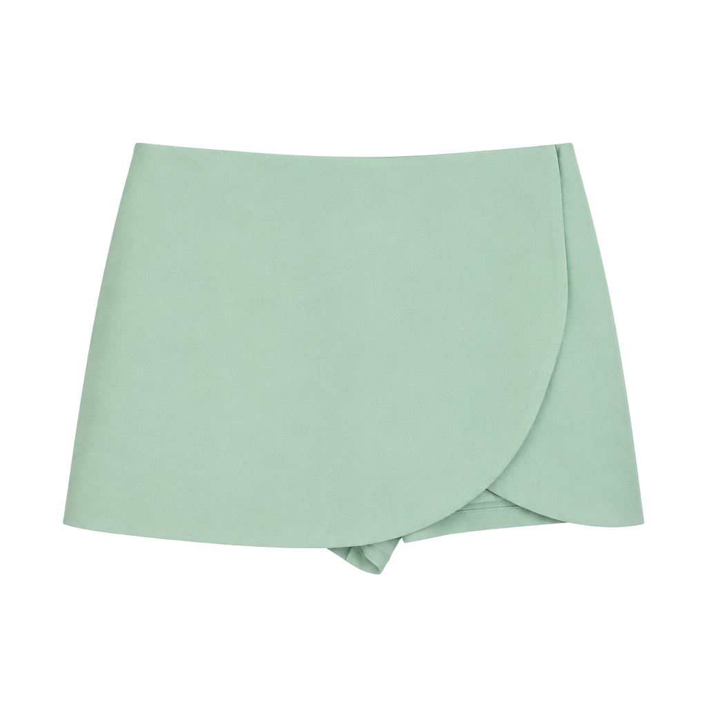 Zara Skort Size M Sage Green Wrap Skirt Shorts Tailored 1