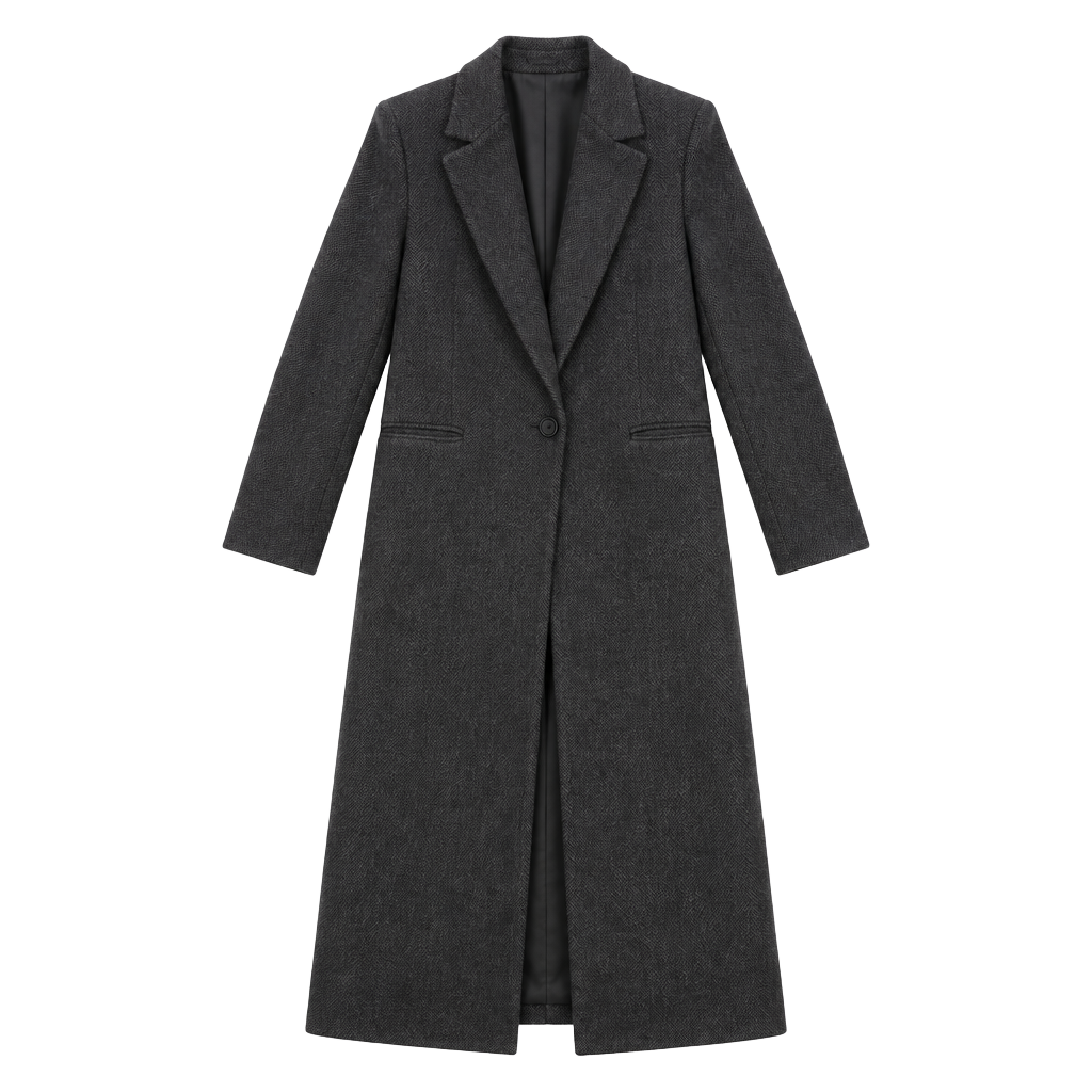 Sandro Paris Charcoal Gray Wool Blend Long Coat FR 36 Quiet Luxury 1