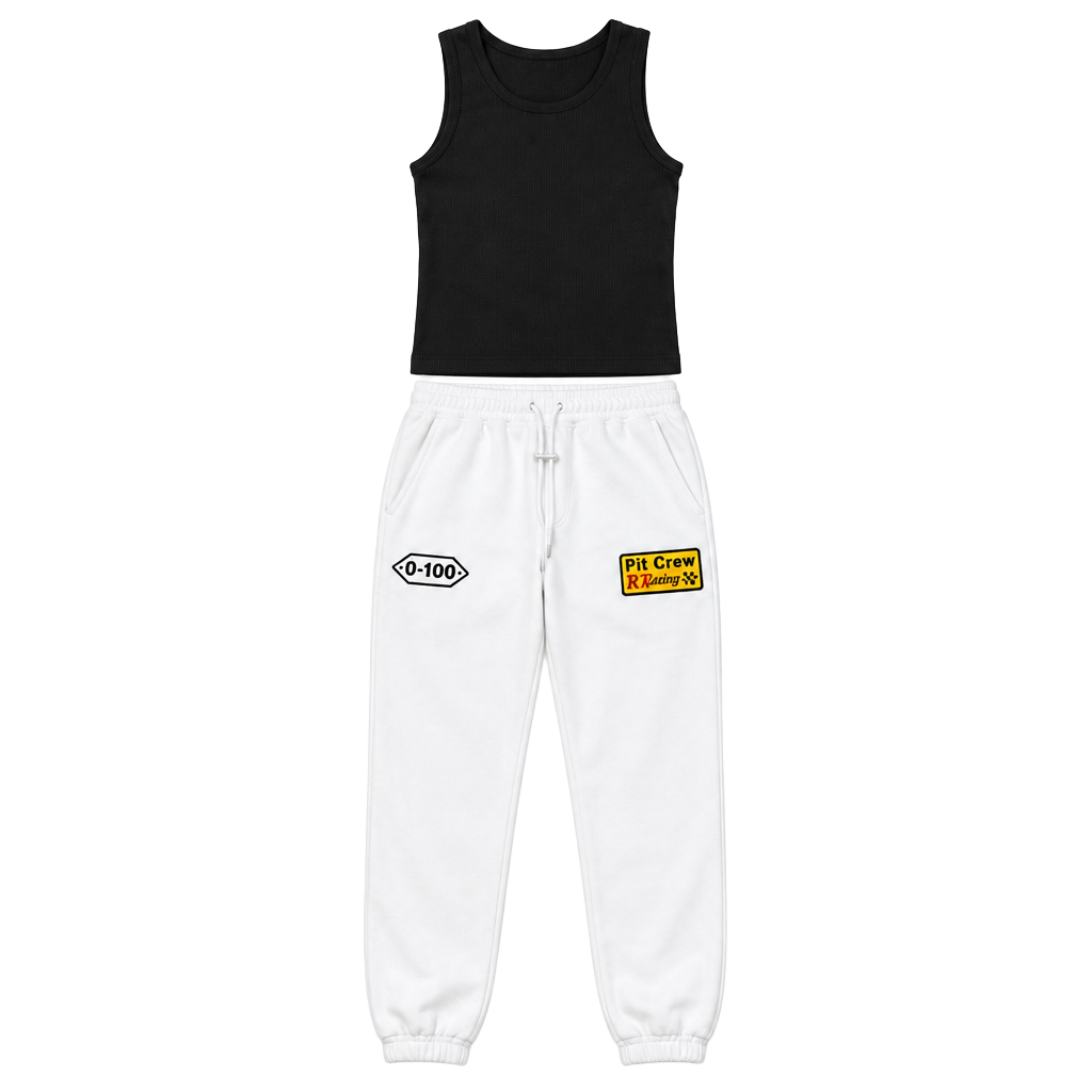 RtA Men’s Medium White Racing Graphic Joggers Pit Crew Sweatpants With Tags 1
