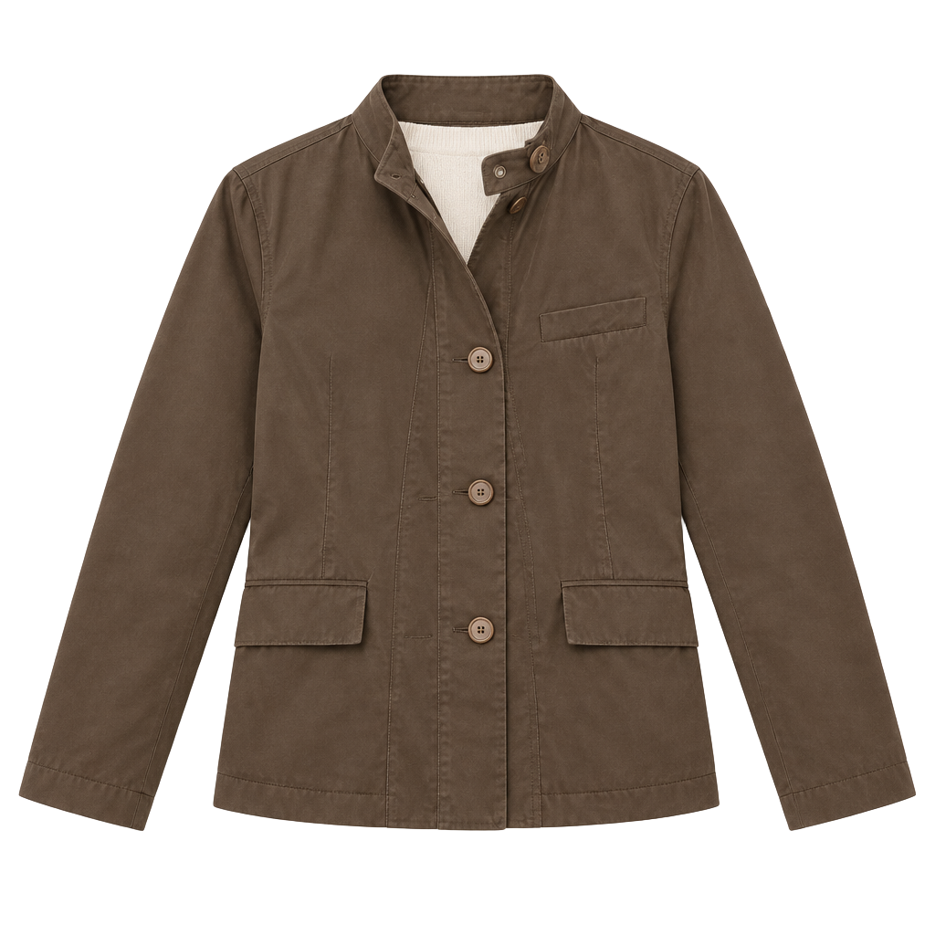 Austin Reed Brown Field Jacket Medium Stand Collar Quiet Luxury 1