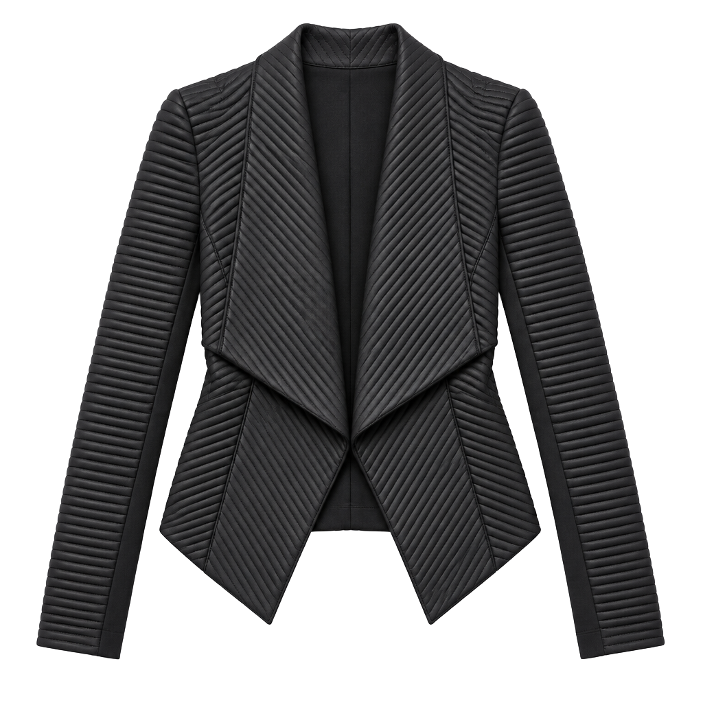 Katherine Barclay Quilted Jacket Size S Black Moto Asymmetrical Drape Grunge 1