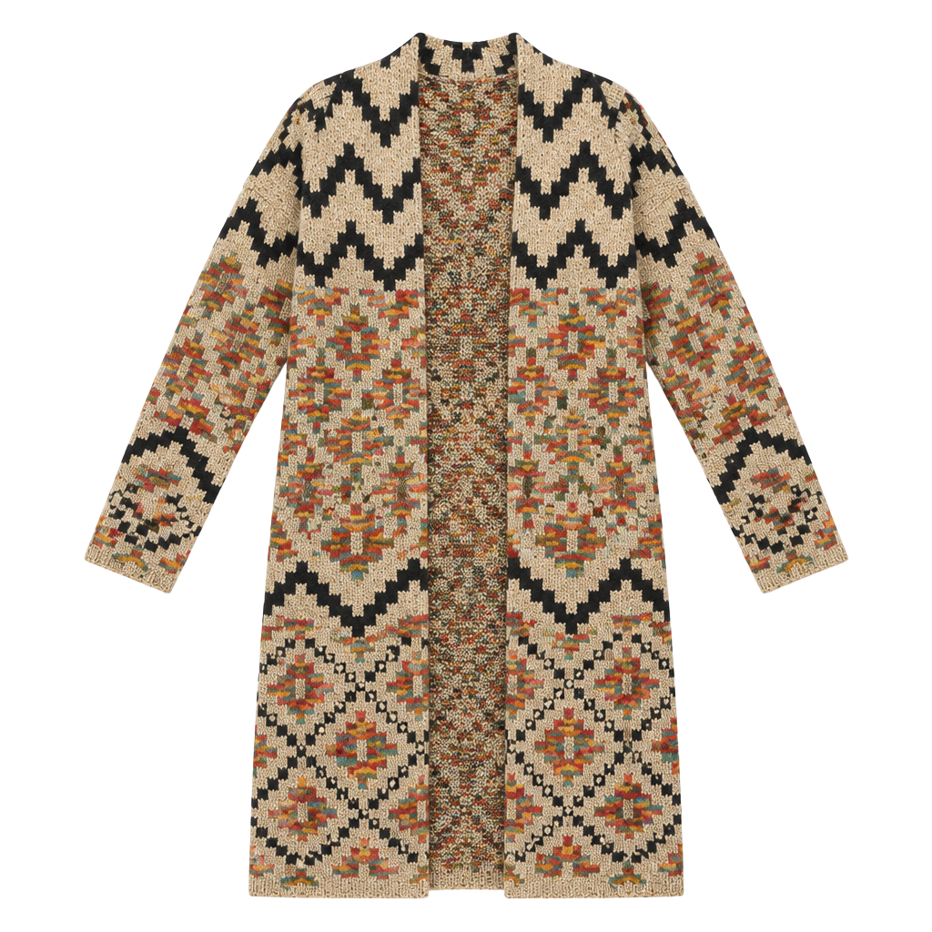 Debut Geometric Open Front Cardigan Small Multicolor Southwestern Western Boho 1