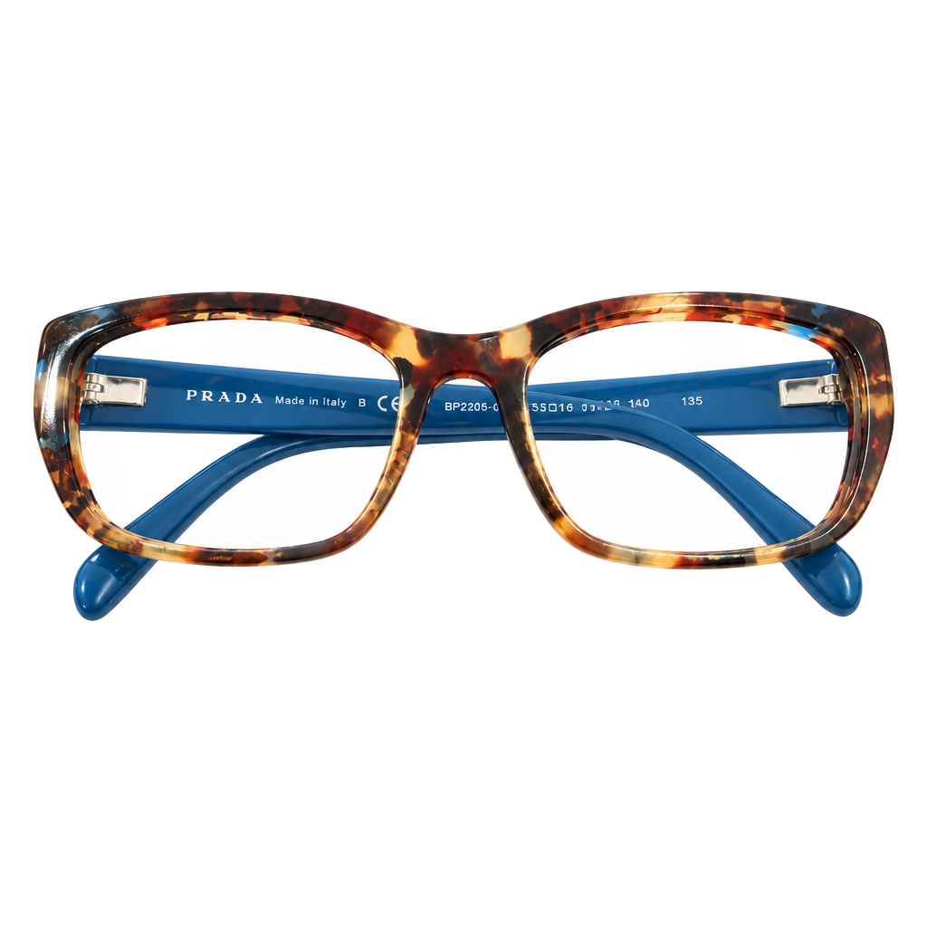Prada VPR 18O Tortoise Blue Rectangular Eyeglass Frames 52-18-135 Italy 1