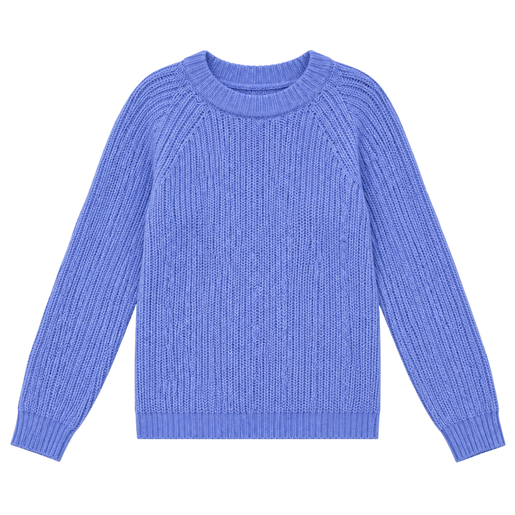 525 America Periwinkle 100% Cotton Chunky Rib Knit Crewneck Sweater Medium 1