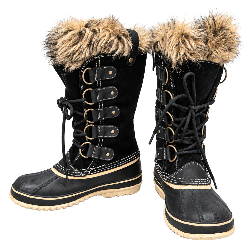 SOREL Joan of Arctic Black Suede Faux Fur Winter Snow Boots Women’s Size 8 1