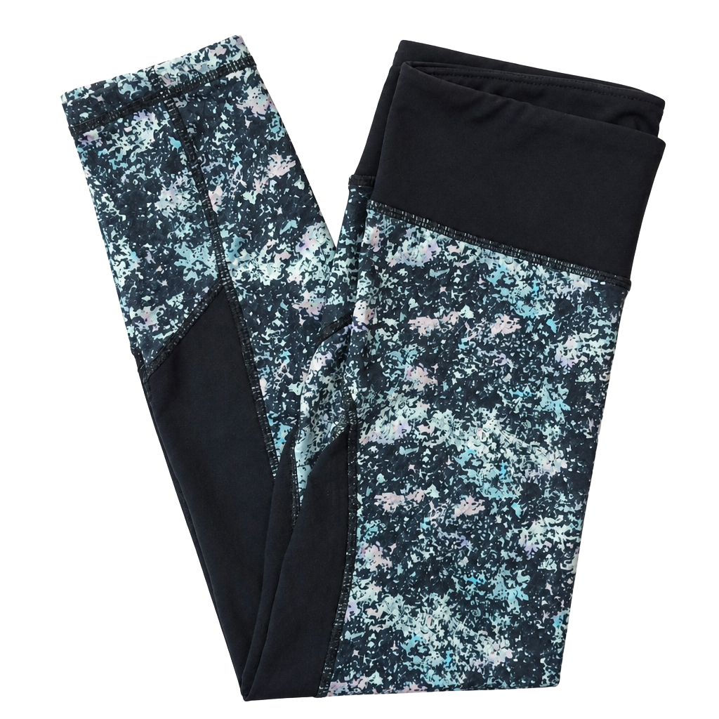 RBX Active Black Multi Floral Spritz Print Mesh Panel Leggings 1