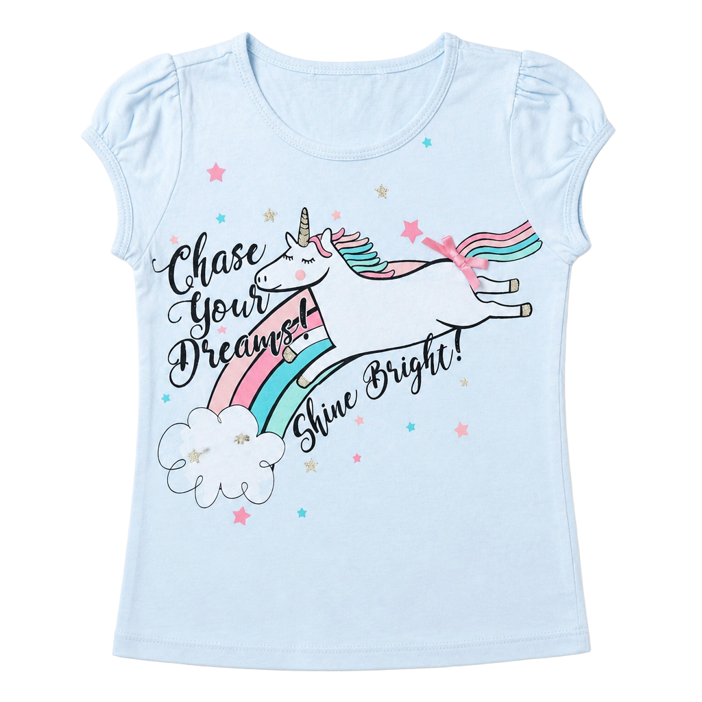 Girls White Short Sleeve Unicorn Chase Your Dreams T-Shirt 1