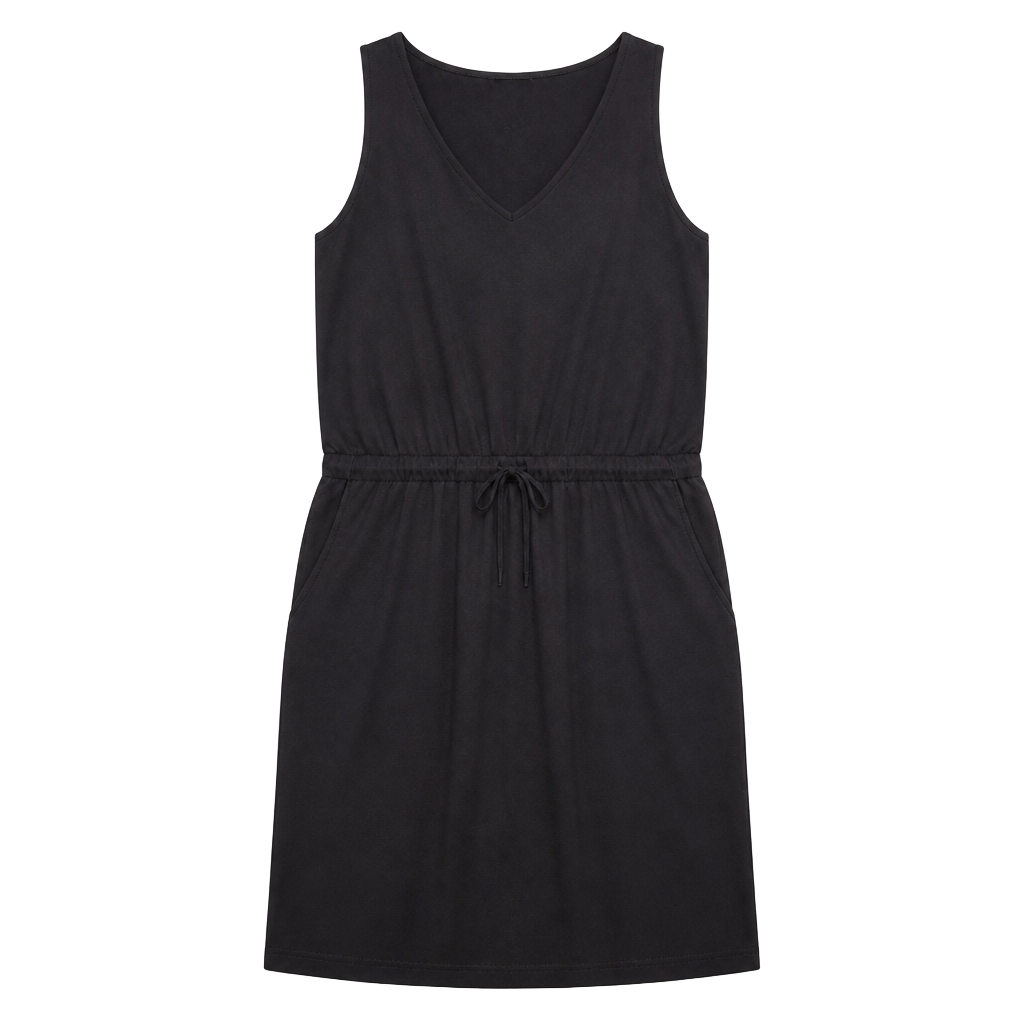 Zenana Dress Size L Black Sleeveless Drawstring Waist 1