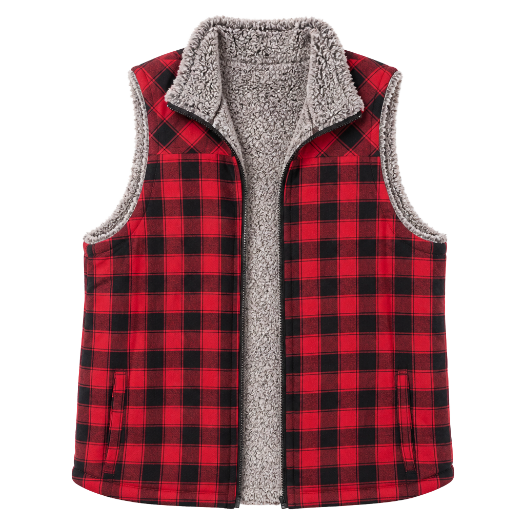 Faux fur plaid vest 1