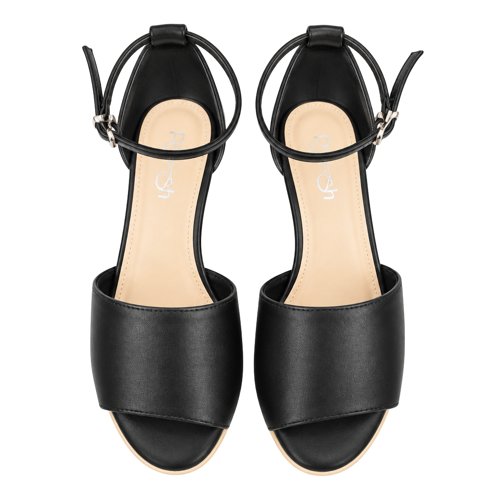 Refresh Black Wedge Espadrille Sandals 1