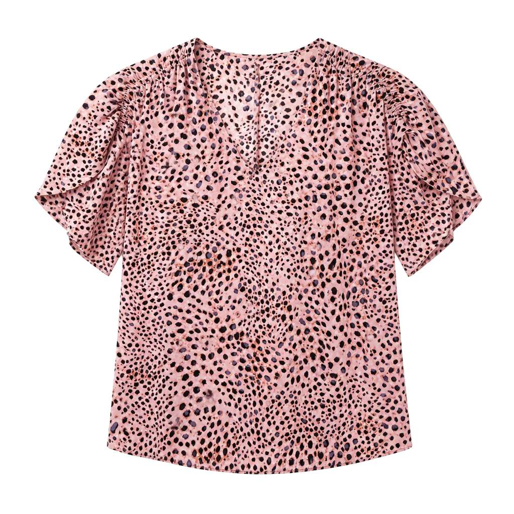 Cabi Seaside Top #5980 in Pink Leopard Animal Print 1