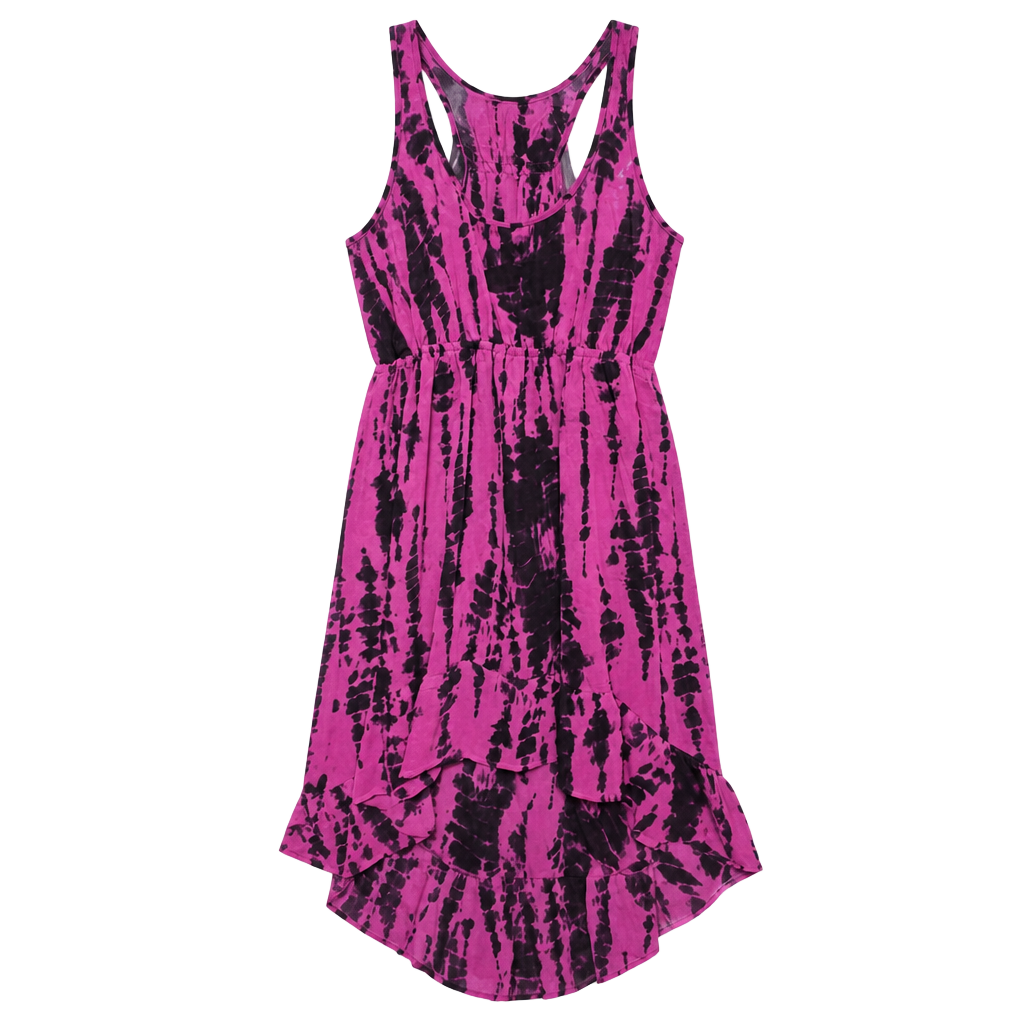 Xhilaration Dress Size XL Purple Black Tie-Dye Hi-Low Racerback 1