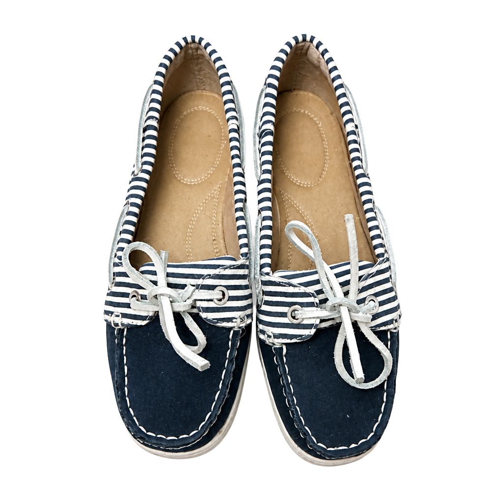 Croft & Barrow Women's Blue Striped Boat Shoes 1