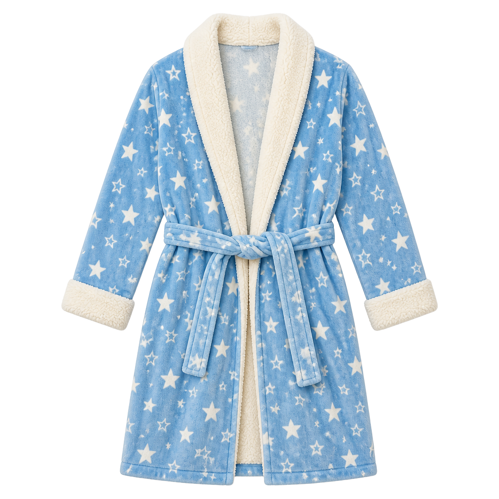 Robe Secret Treasures Fuzzy blue white robe stars super soft and cozy 2XL XXL 1