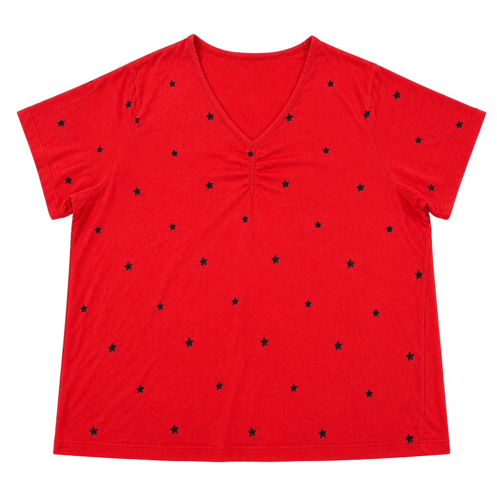 Women Short Sleeve Shirt Casual Chic Temperament Tops Embroidery Pullover Tee 2X 1