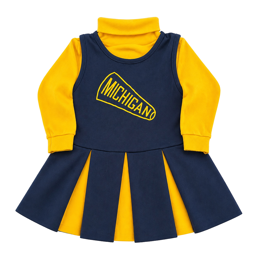 Vintage 90’s Little King Michigan Wolverines Girls Cheerleader Dress Size 4 1