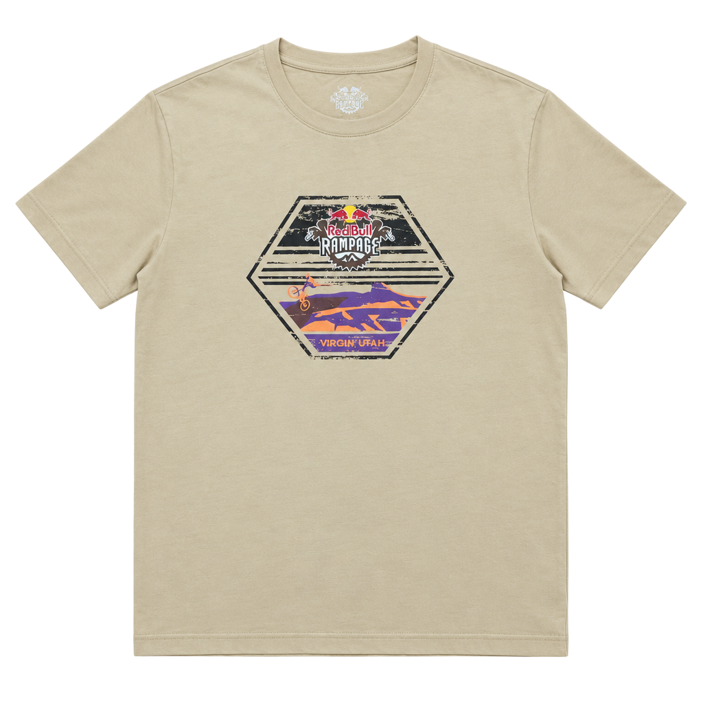 Red Bull Rampage Dune Short Sleeve T-Shirt Size L Beige Virgin Utah 1
