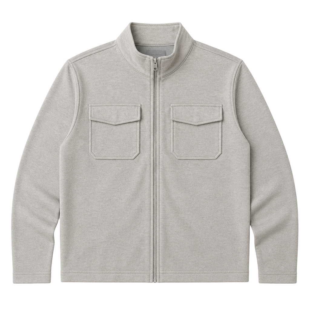 Kenneth Cole Full Zip Stand Collar Jacket - Beige w/ Chest Pockets - Men's XXL 1