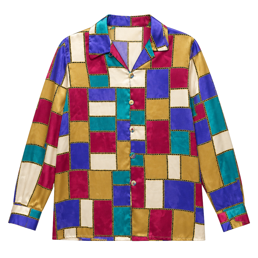 Christie & Jill Blouse Size Large Multicolor Geometric Chain Print 1