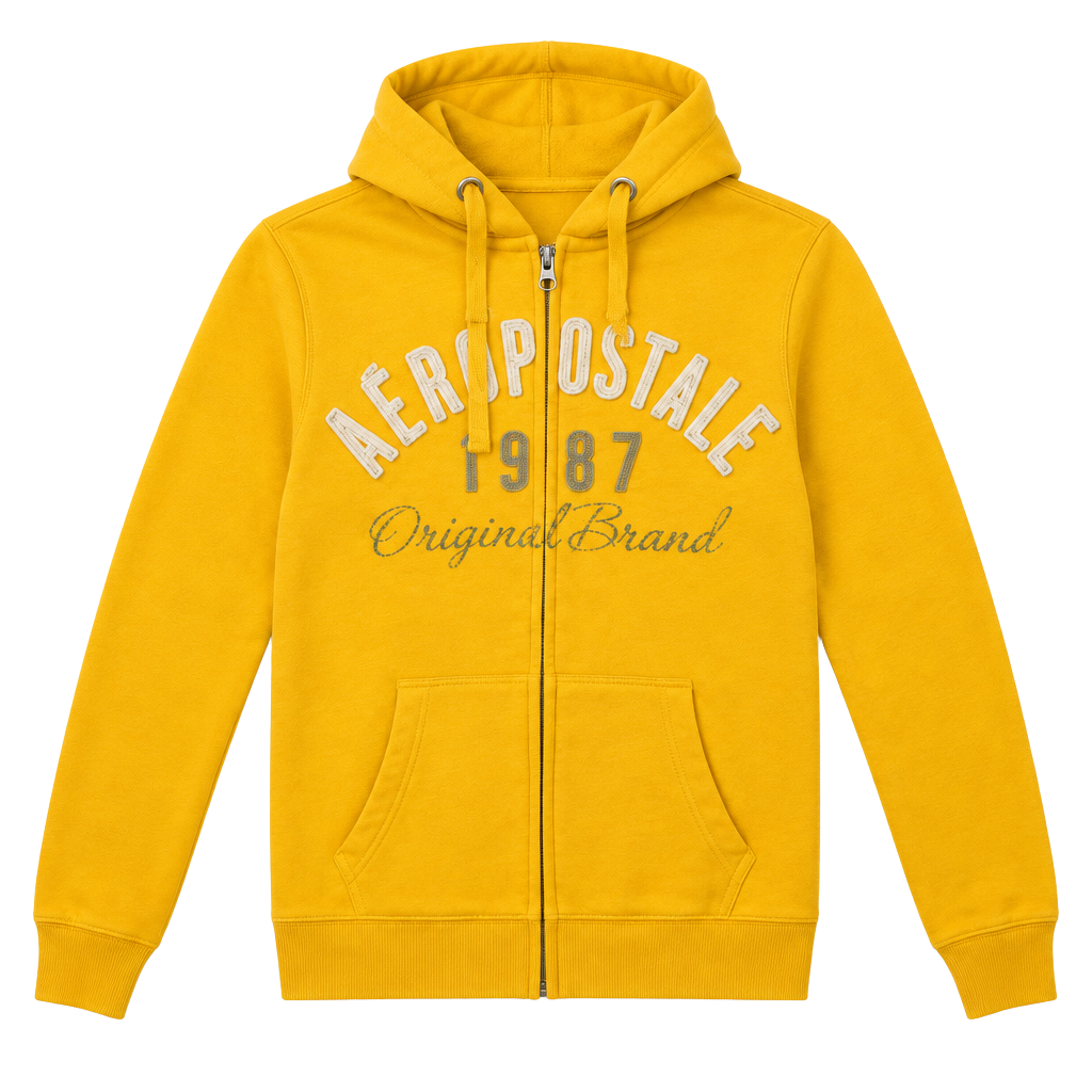 Aeropostale Full-Zip Hoodie Size XS Yellow Fleece 1
