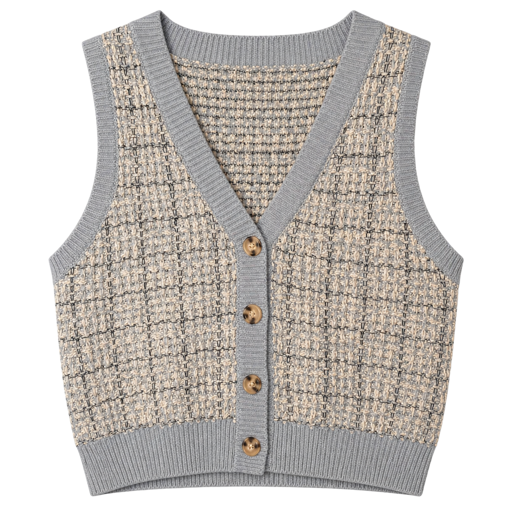 Sincerely Jules Women's Size S Blue Tweed Button-Front Sweater Vest 1