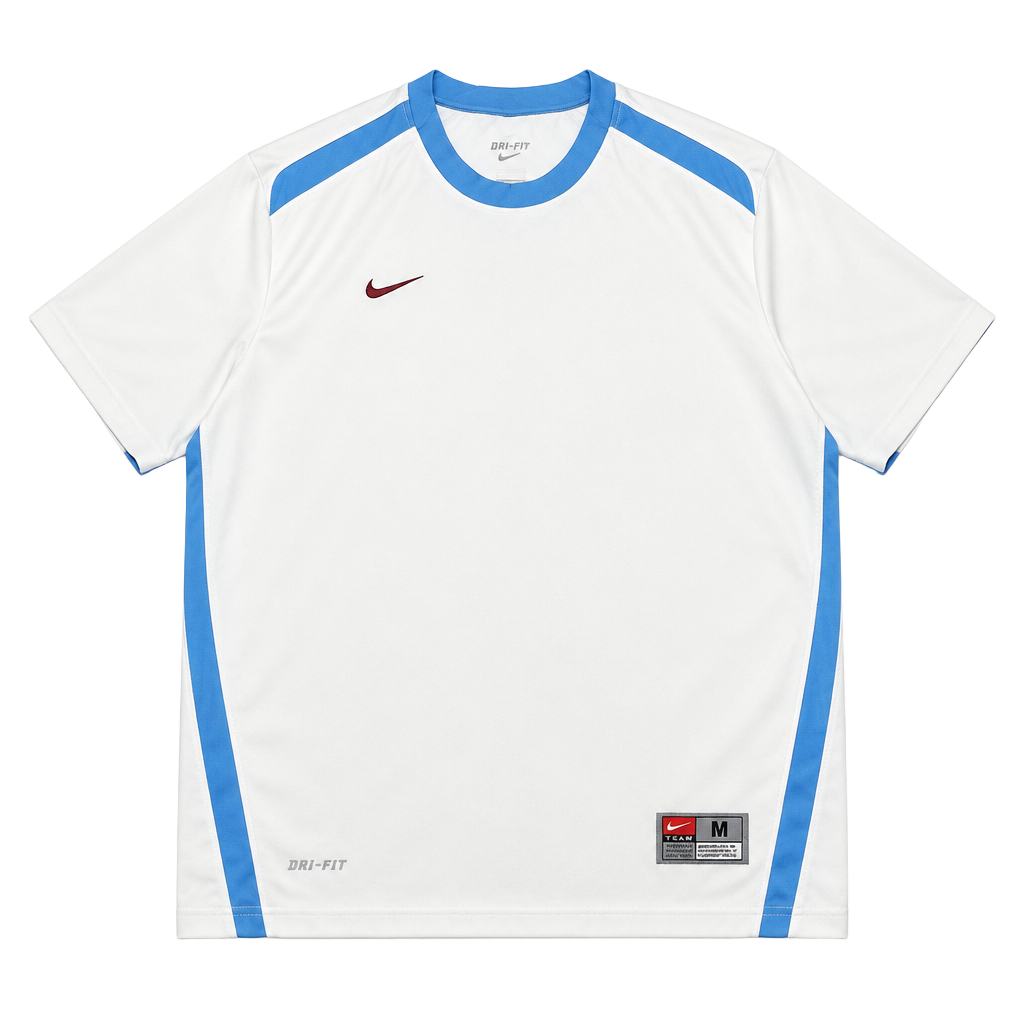 Nike Dri-Fit Jersey Size M White Blue Soccer Shirt 1