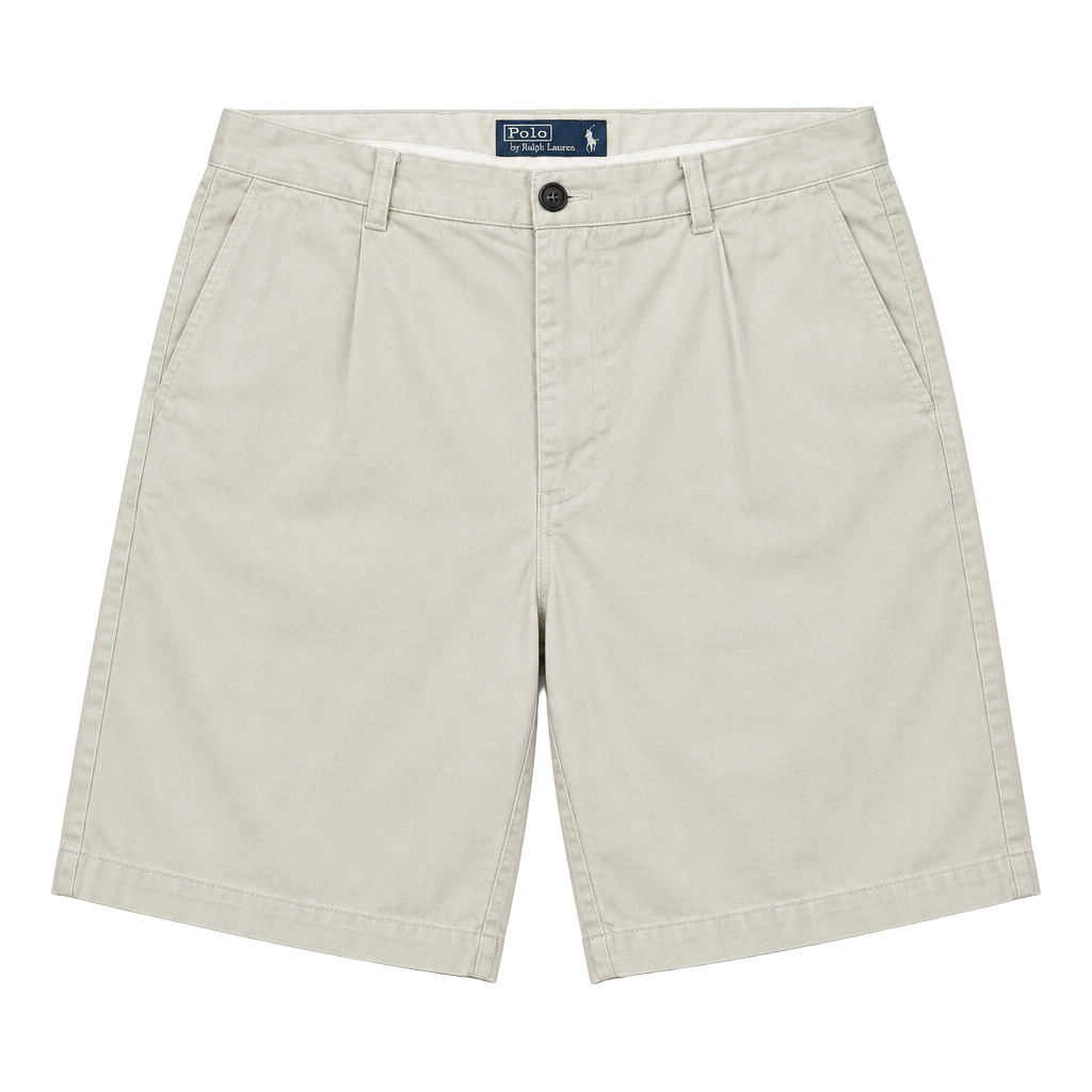 Polo By Ralph Lauren Tyler Short Size 35 Khaki Cotton Pleated Shorts 1