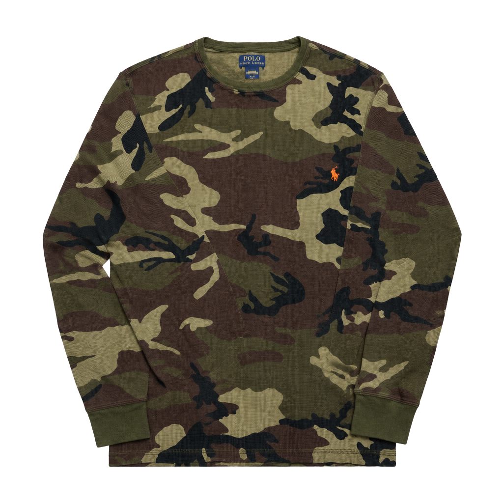 Polo Ralph Lauren Waffle Knit Camouflage Long Sleeve Shirt Size L 1