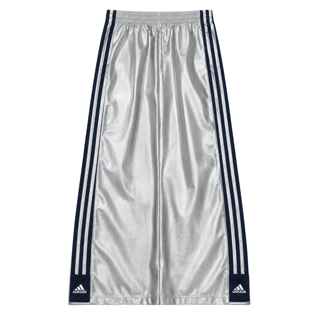Adidas Metallic Silver Track Pants Size M Wide Leg Snap Buttons 1