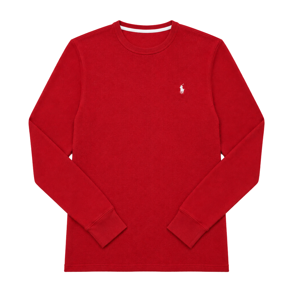 Polo Ralph Lauren Waffle Thermal Shirt Size L Red Long Sleeve Crewneck 1