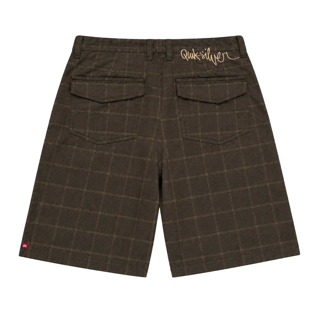 Quiksilver Plaid Skater Shorts Size 31 Brown Surf Skate Y2K 1