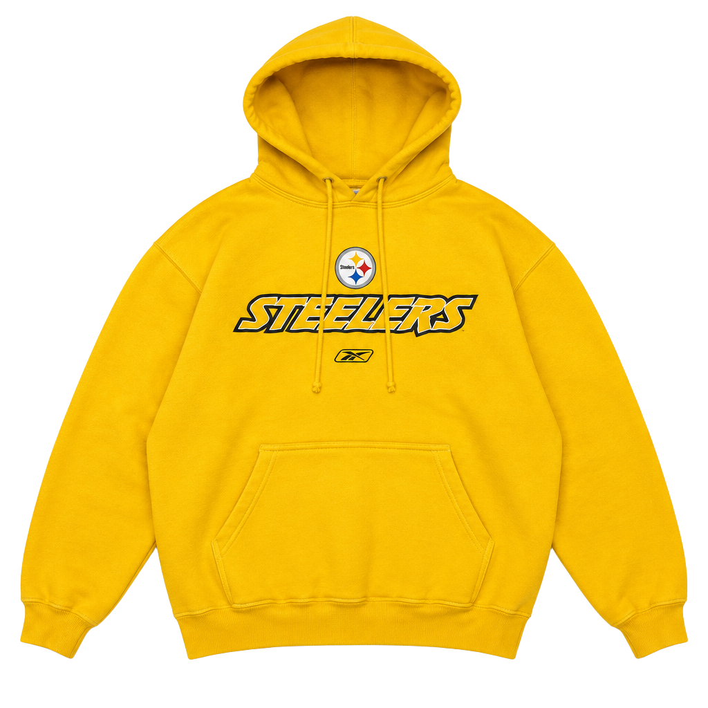 Reebok Pittsburgh Steelers NFL Hoodie Size M Yellow Embroidered Logo 1