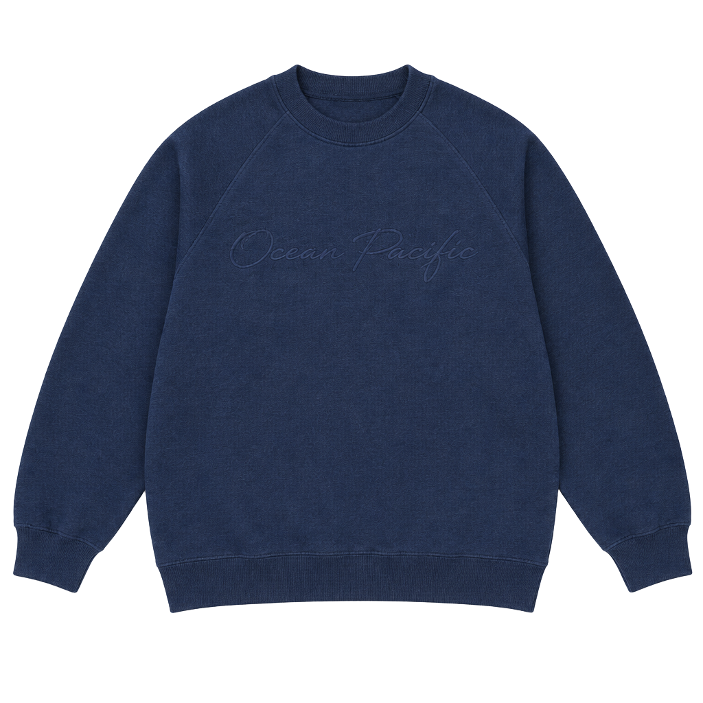 Ocean Pacific Sweatshirt Size Small Navy Blue Mock Neck Vintage OP 1