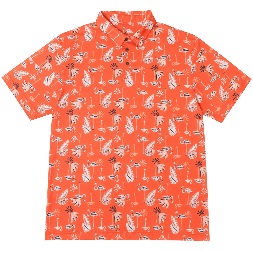 Jack Nicklaus Eco Choice Orange Flamingo Performance Golf Polo 1