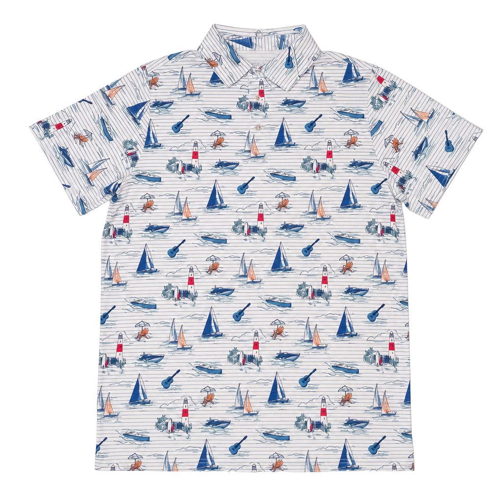 Vineyard Vines Boys On-The-Go Sankaty Performance Polo Nautical Scenery XL 18 1